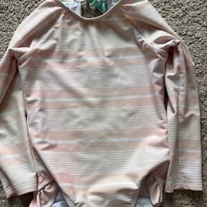 Striped Pink Kids Swim One Piece